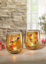 Glas-Windlicht mit V&ouml;gelchen-Szene, 2er-Set 