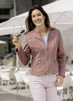 Kurzjacke aus Veloursleder-Imitat 