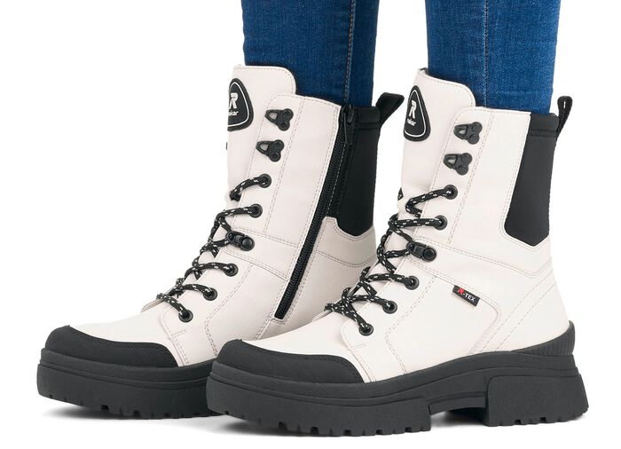 Rieker Stiefelette aus Nappaleder CREMEWEISS-SCHWARZ