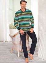 Schlafanzug mit V-Ausschnitt und B&uuml;ndchenabschl&uuml;ssen 