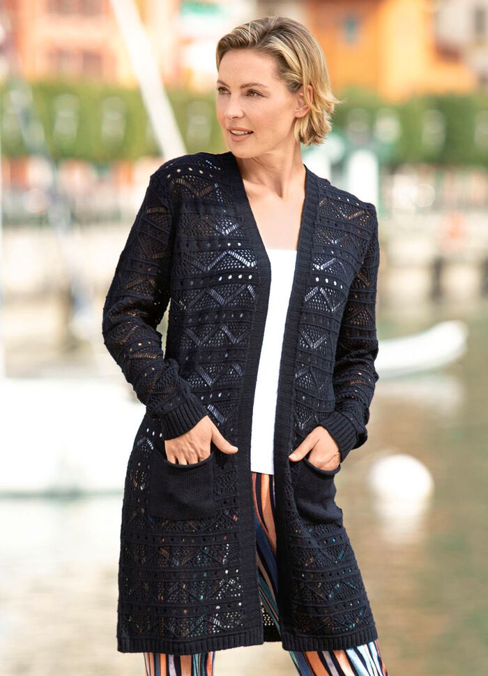 Long-Strickjacke mit Ajourdessin MARINE