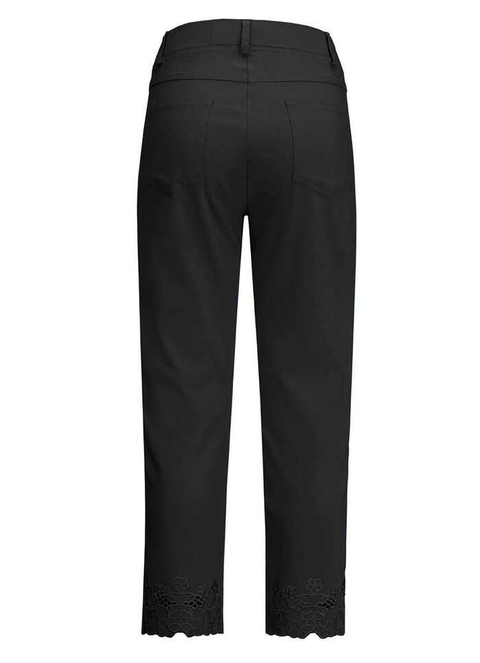Hose mit floralen Lochstickereien 