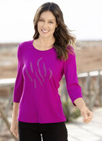 Shirt mit 3/4-langen Ärmeln in 3 Farben FUCHSIA
