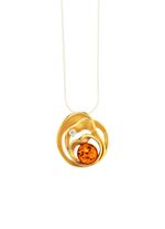 Begeisternder Anh&auml;nger mit Bernstein und synth. Zirkonia 