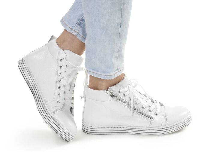 Gemini Schnür-Stiefelette mit praktischem Seitenreißverschluss WEISS