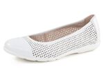 Caprice, sommerliche Damen-Ballerinas, Weite G, mit Gummizug WEISS