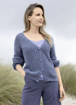 Strickjacke mit Paillettengarn JEANSBLAU MELIERT