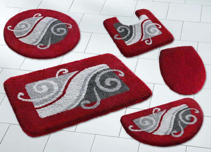 Badgarnitur mit 20 mm Florh&ouml;he von Grund ROT-GRAU