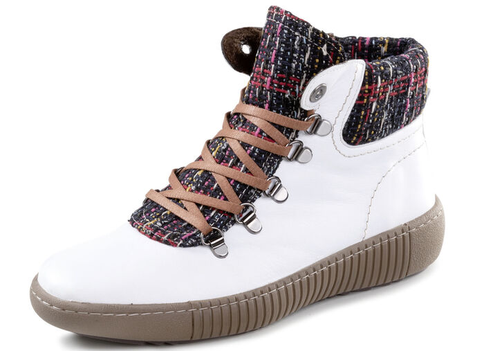 Gemini Schn&uuml;r-Bootie mit buntem Textilmaterial WEISS