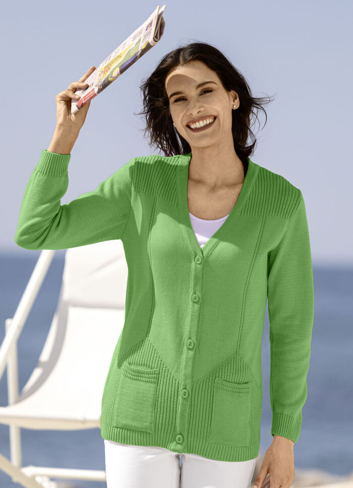 Strickjacke mit streckender Struktur GRÜN