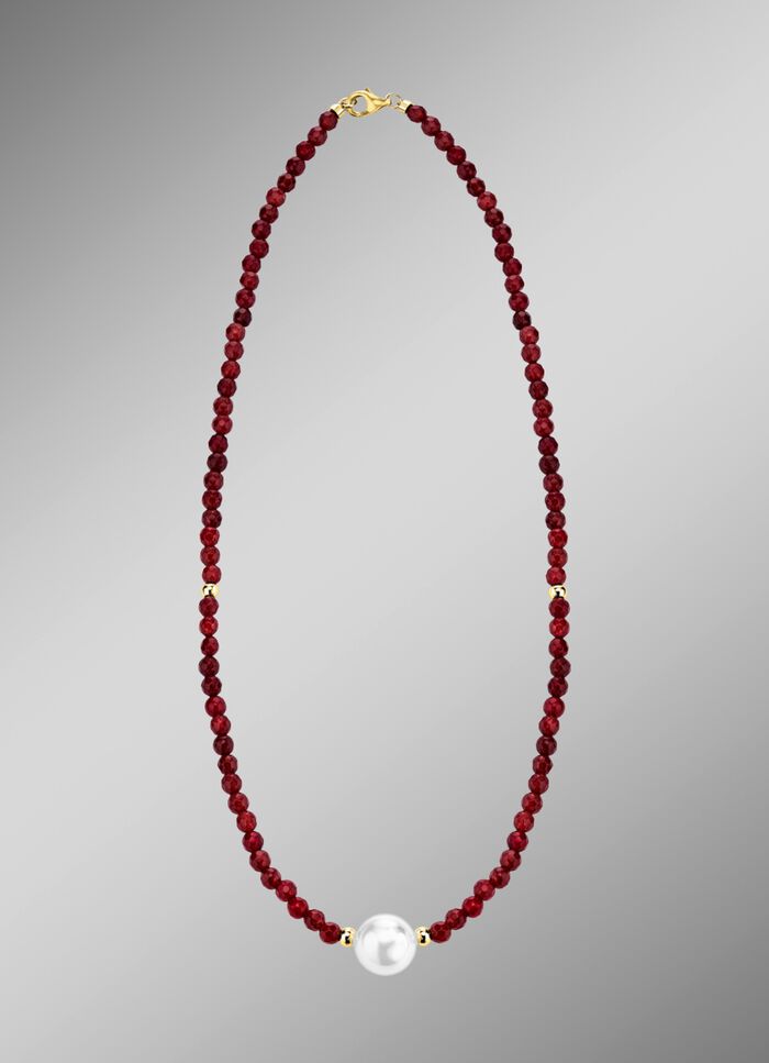 Halskette mit Perlenschimmer und Edelsteinglanz 