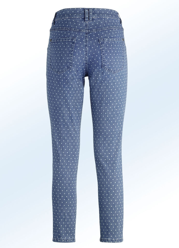 Jeans mit angesagter Punktedessinierung JEANSBLAU