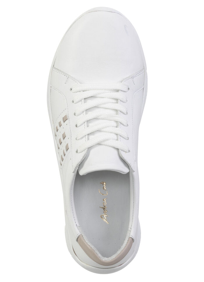 Andrea Conti Schn&uuml;rschuh aus Nappaleder mit Kontrastdurchz&uuml;gen WEISS