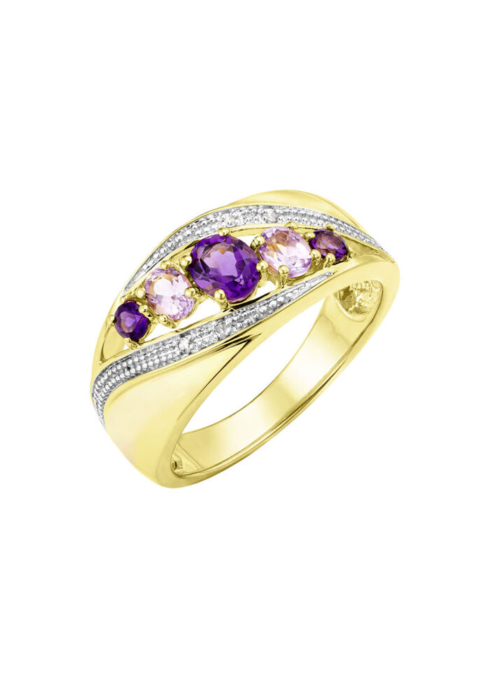 Damenring mit Amethyst und Zirkonia