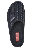 Klassische Herren-Hausschuhe, mit anatomisch geformtem Fu&szlig;bett SCHWARZ-GRAU