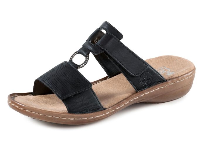 Rieker Pantolette mit dezenter Pr&auml;gung und Metallschmuck SCHWARZ