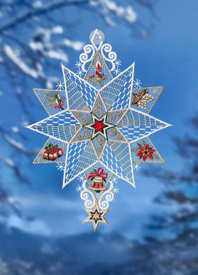 Fensterbild aus Plauener Spitze 