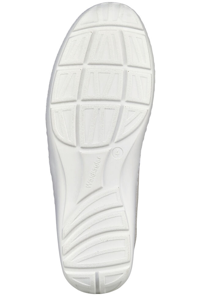 Waldläufer, bequeme Damen-Slipper, Weite H, mit herausnehmbarem Fußbett NATURWEISS