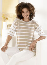 Pulli mit pfiffigen Kontrasten BEIGE-WEISS