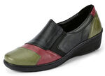 Gemini Slipper mit seitlichen Gummizügen SCHWARZ-OLIV-RUBINROT