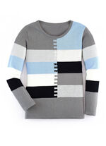Pullover mit Strasszier GRAU-BLAU-MULTICOLOR