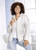 Kurzjacke mit apartem Minimaldessin BEIGE-WEISS