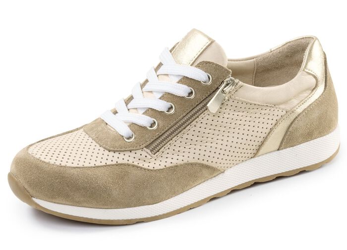 Andrea Conti, sommerliche Damen-Sneaker, Weite G, mit herausnehmbarem Fu&szlig;bett BEIGE-TAUPE