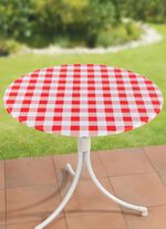 Spann-Tischdecke mit rustikalem Karo-Dessin ROT-WEISS