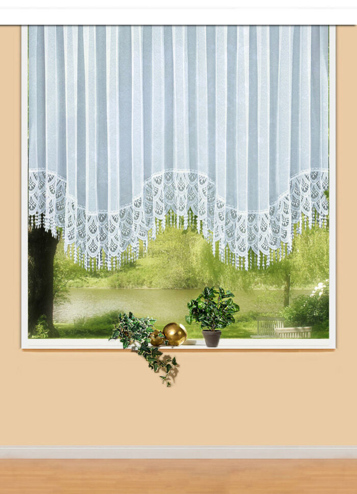 Blumenfenster-Store mit Plauener Spitze 
