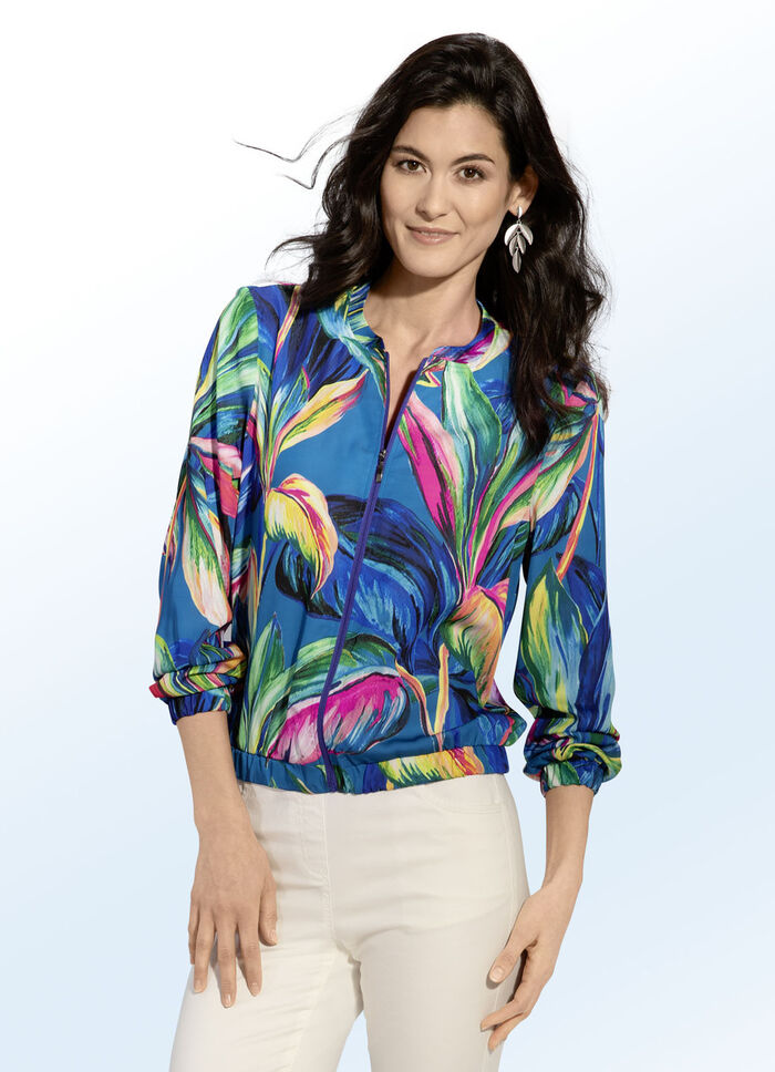 Blusenjacke mit elastisch gesmokten Abschlüssen 