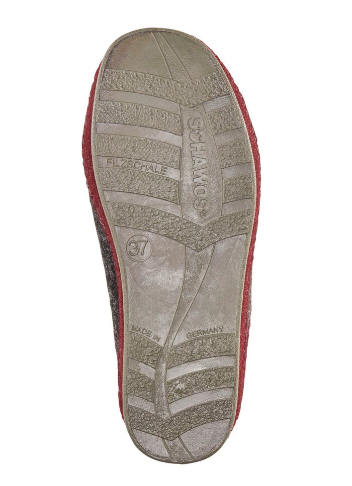 Atmungsaktive Damen-Hausschuhe, mit Schurwolle ANTHRAZIT-BORDEAUX