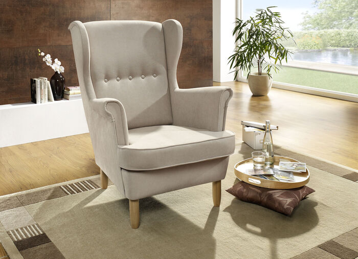 Sessel mit Holzfüßen BEIGE