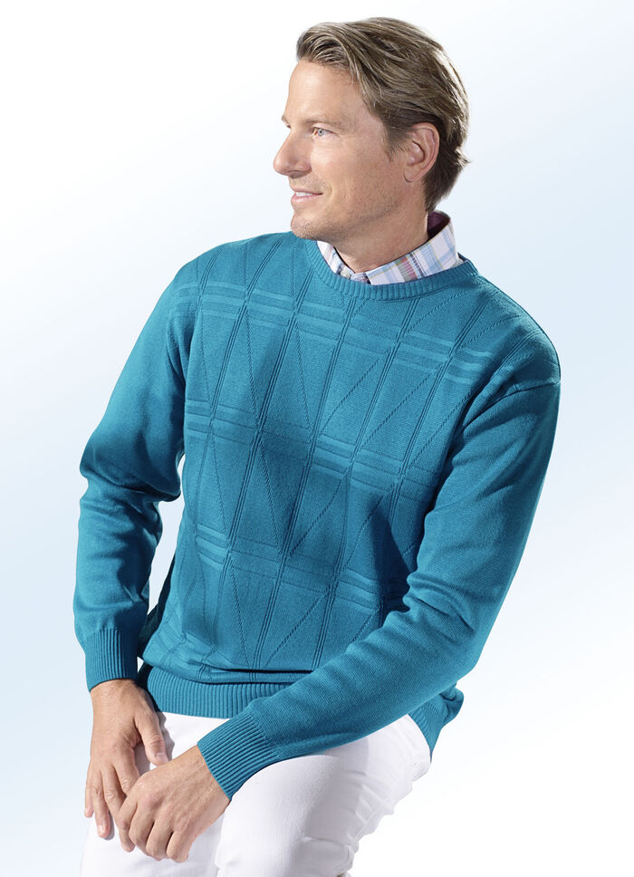 Schicker Rundhalspullover in 3 Farben PETROL