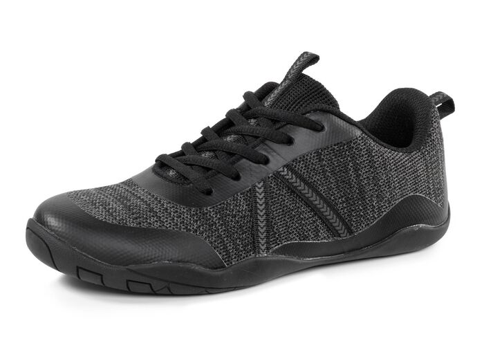 Barfußschuh aus Textilmaterial mit Synthetik-Besätzen SCHWARZ-GRAU