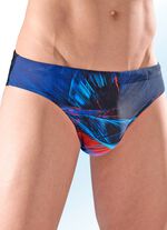 Badehose in Slipform mit buntem Druckdessin 