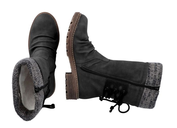 Rieker Stiefel in Knitteroptik SCHWARZ-GRAU