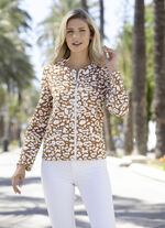 Kombistarke Blusenjacke   TAUPE-WEISS