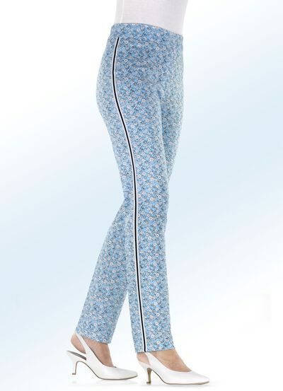 Hose mit aparter Floral-Dessinierung und effektvollem Zierband 