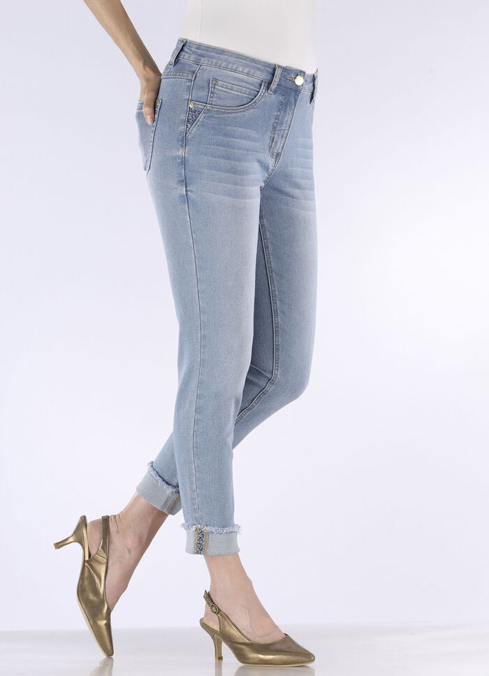 Jeans mit funkelndem Glitzersteinchenbesatz HELLBLAU