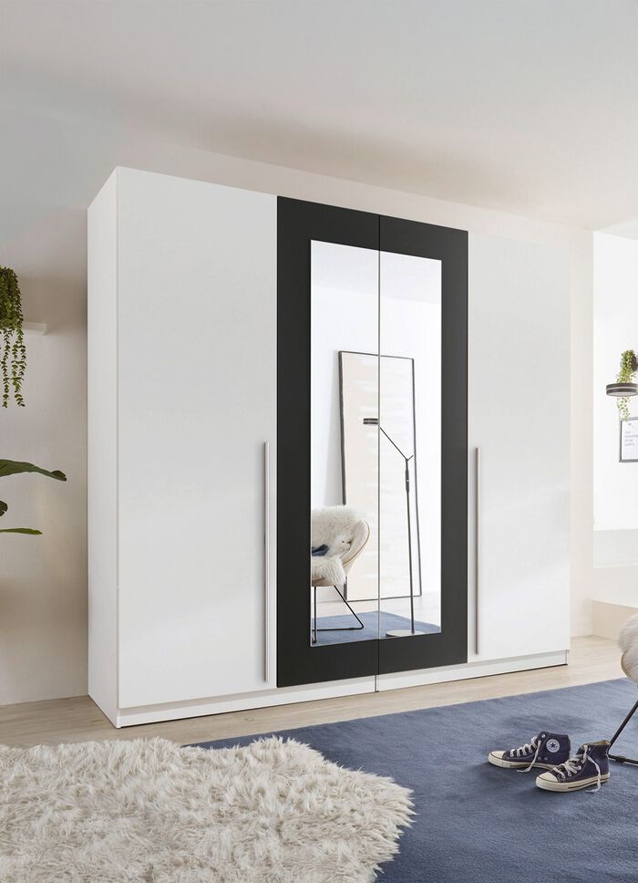 Moderner und formsch&ouml;ner Kleiderschrank WEISS-GRAFIT