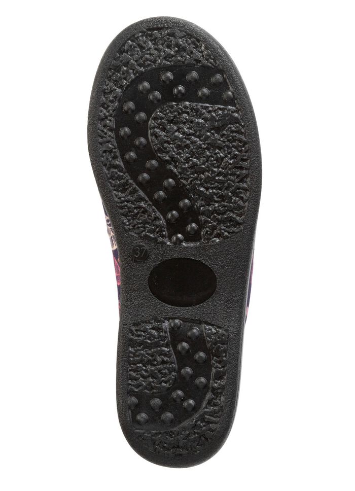 Zweierpack, gef&uuml;tterte Damen-Hausschuhe, Weite H, mit Textildruck 1X BORDEAUX, 1X MARINE