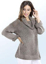 Pullover aus weichem und dezent glänzendem Garn TAUPE
