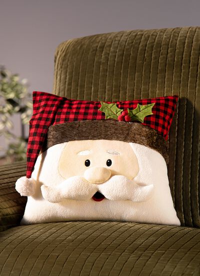 Kissenbezug mit Weihnachtsmann-Applikation 