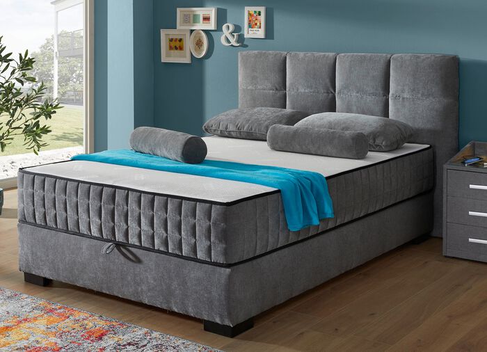 Boxspringbett mit Wendematratze und Bettkasten ANTHRAZIT