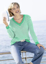 Pullover in Ringeldessin GRÜN-ECRU