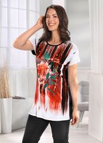 Longshirt mit farbbrillantem Inkjet-Druck in 2 Farben ORANGE-BUNT