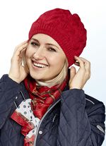 Warme Damen-M&uuml;tze, mit angesagtem Zopfmuster ROT