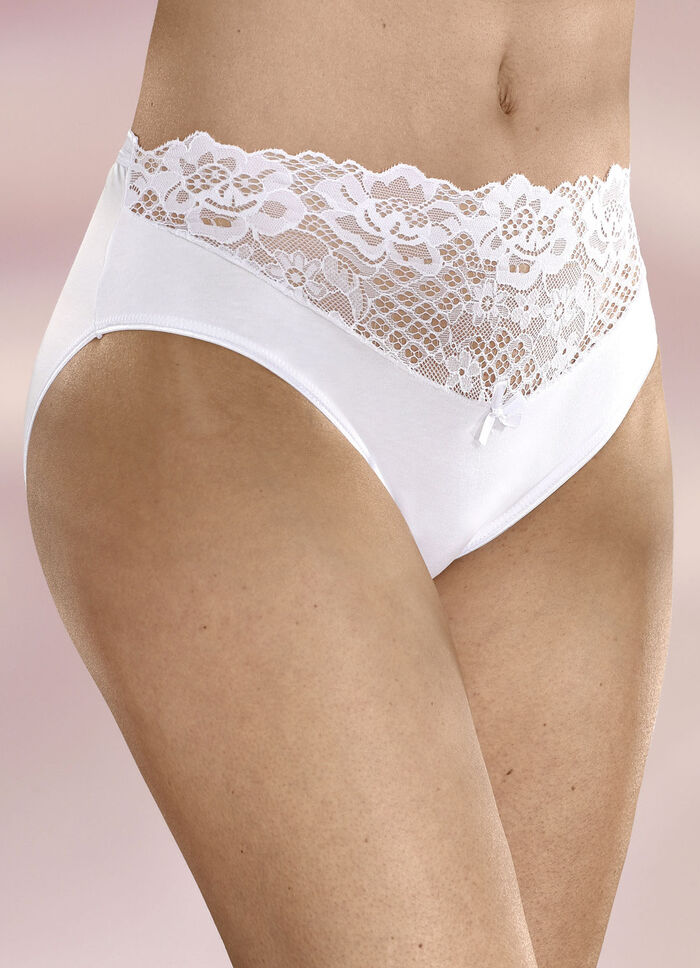 Laurina Viererpack Slips mit elastischer Spitze 