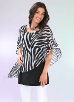 Doppellagiges Shirt mit Chiffon-&Uuml;berwurf 