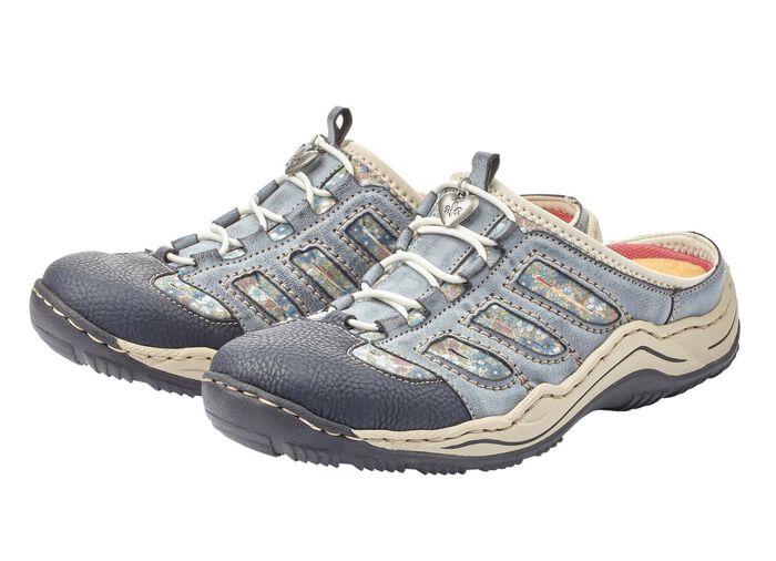 Rieker, klassische Damen-Clogs, mit Elastik-Zierschn&uuml;rung JEANS-BEIGE